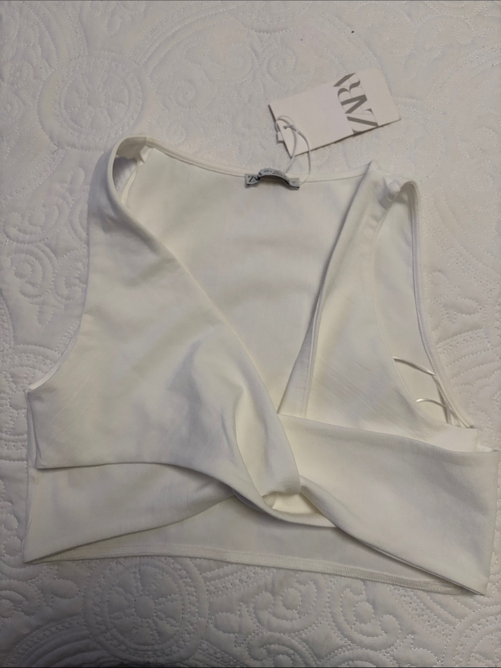 Zara White Twist-Front Crop Top